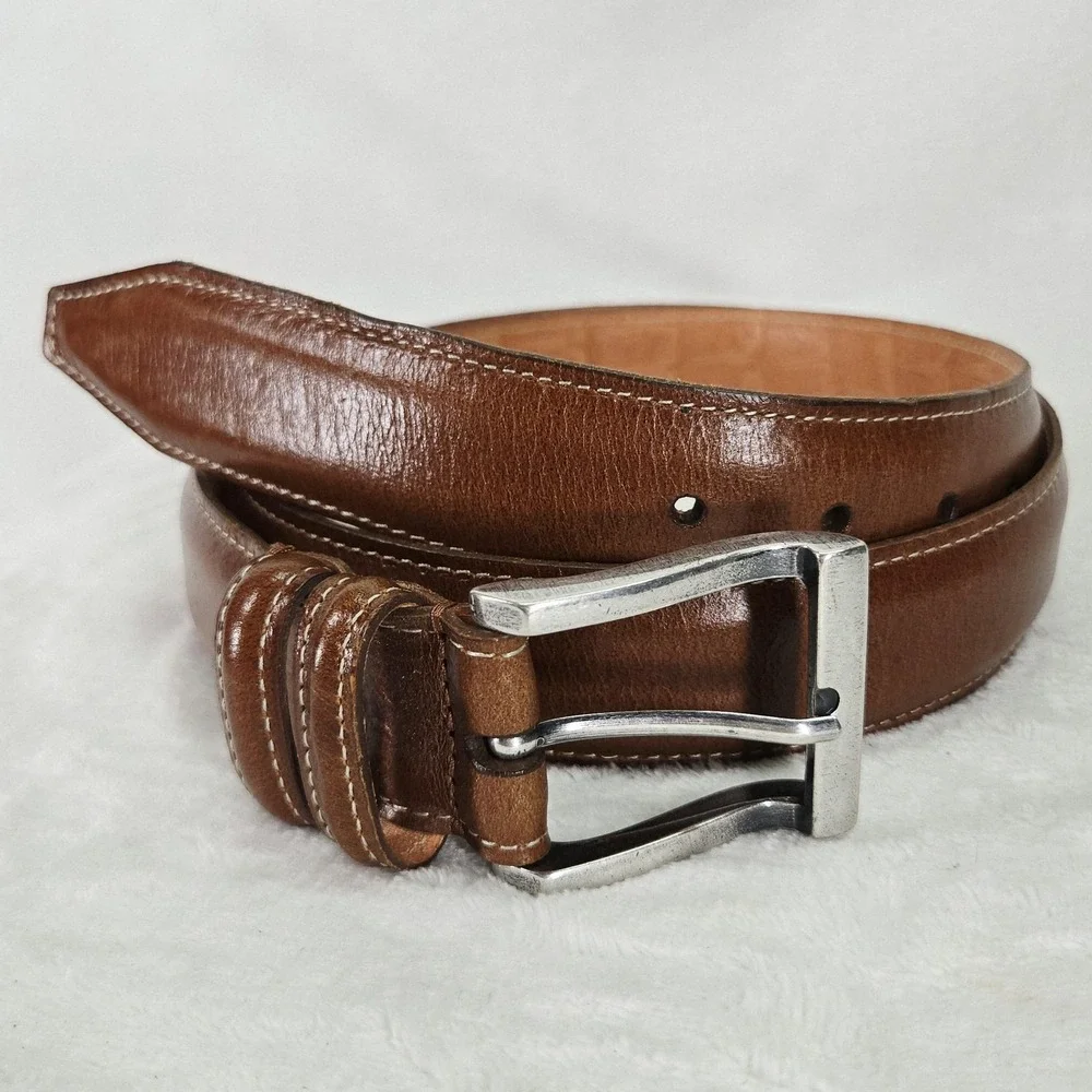 Martin Dingman Belt Mens 38 Brown Water Buffalo Leather Dress Handcrafted USA